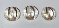 Vintage Lot of 3 Clear Glass Buttons Curved Goldfoil Accent Tunnel Shank 7/16"