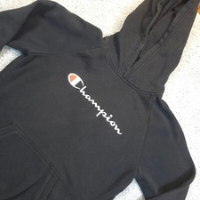 Champion Hoodie Pullover Sweatshirt Black Kids XL Extra Large