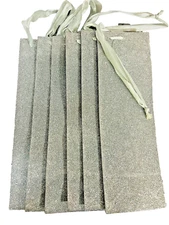 Wine Bottle Paper Gift Bag with Handles SILVER GLITTERS  HOLIDAY SALE~(LOT OF 6)