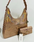 BRAHMIN NWT ROSE GOLD MELBOURNE TABITHA SATCHEL +VERONICA WALLET ~ GEN. LEATHER