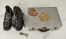 Vtg Mens Black Leather Chicago Roller Skate Co. 1940  s Skate Sz 7 W/ Case  Key