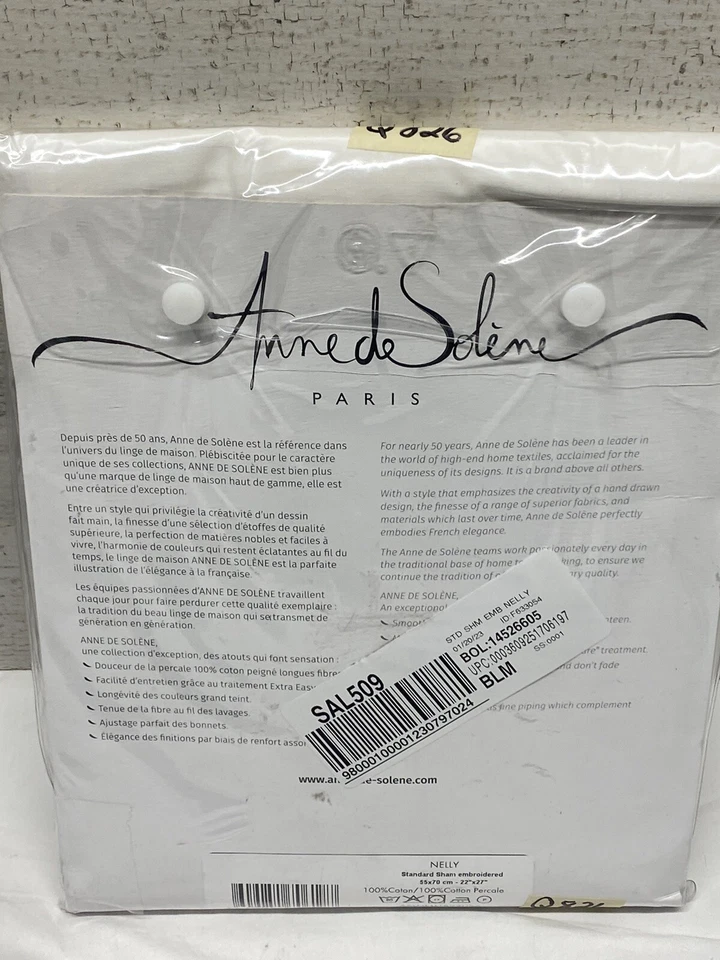 Anne de Solene Nelly Embroidered Standard Sham New - Image 3 of 4