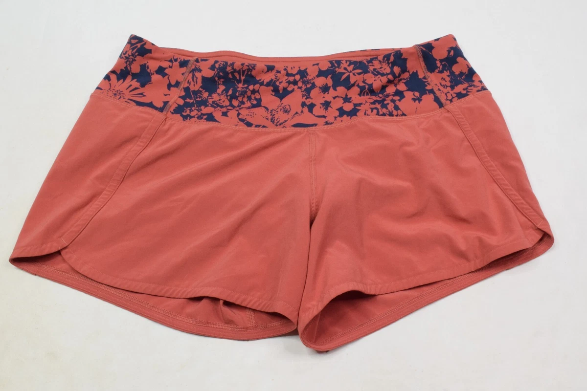 Lululemon Run Times Short II Womens 6 Orange Blue Floral Lined Active  Running