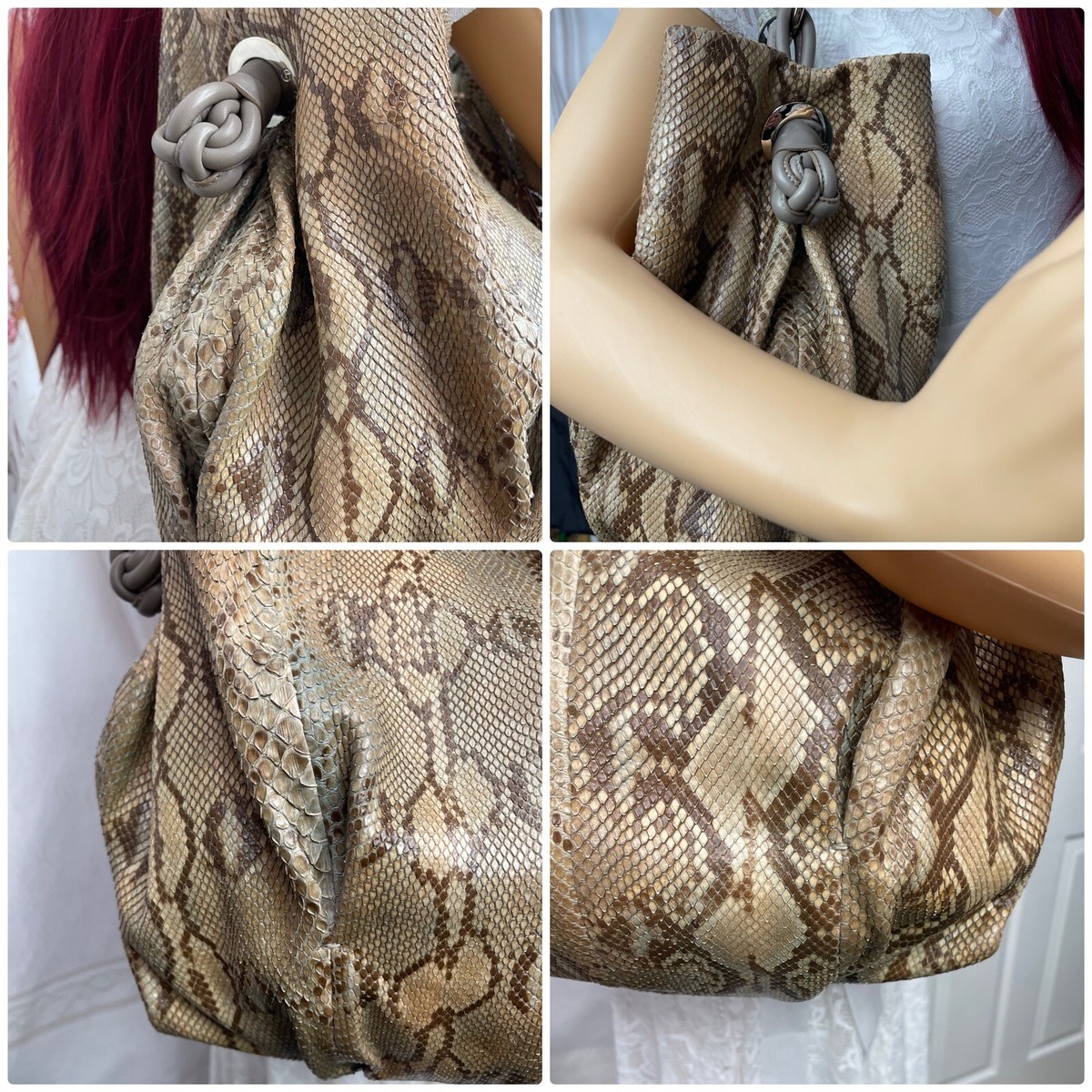 GIORGIO ARMANI LEATHER TRIMMED SNAKESKIN HOBO mint Condition GIORGIO ARMANI LEATHER TRIMMED SNAKESKIN HOBO mint Condition