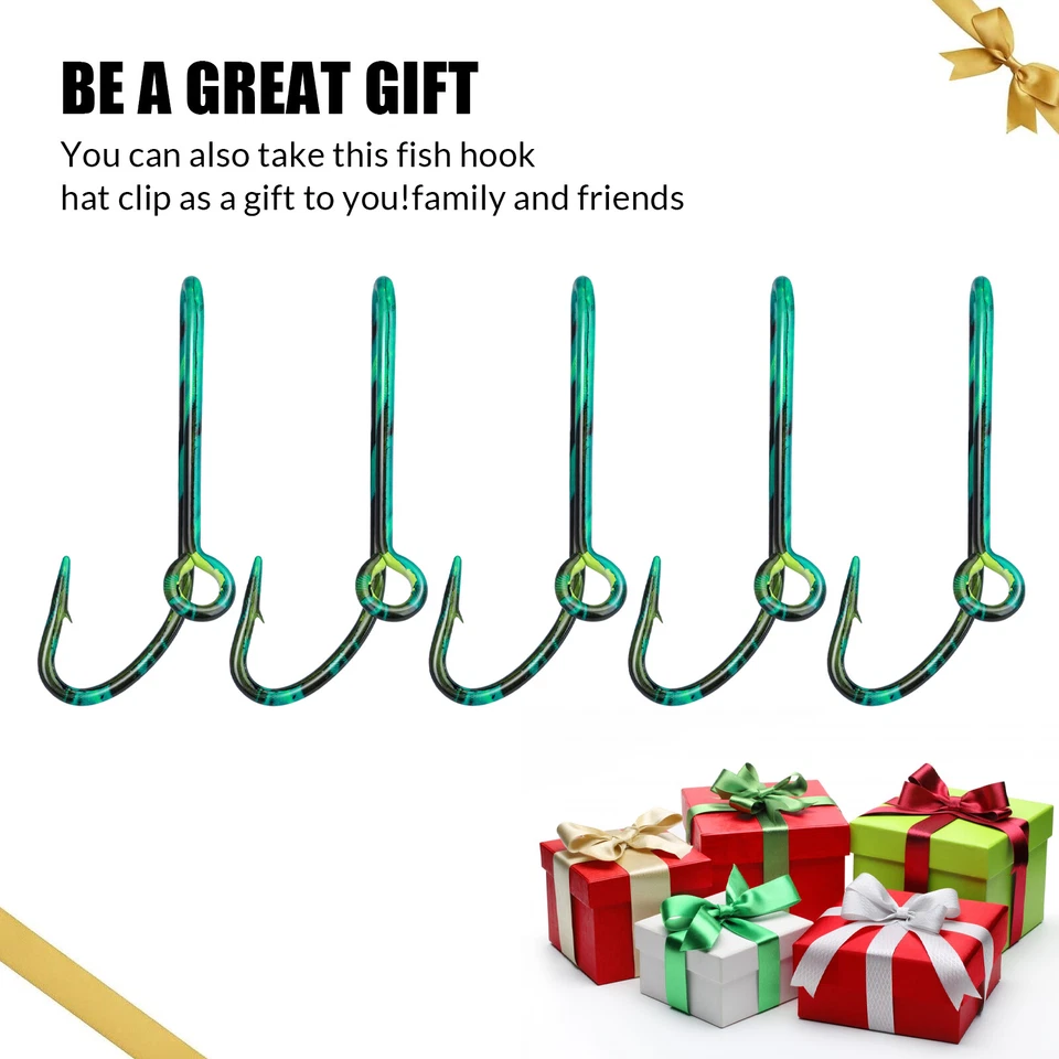 5 PIEZAS Gancho de Pesca Sombrero Alfileres y Clips Gancho de Pescado Sombrero Clips de Corbata para Exterior Clip EE. UU. Foto 3 de 4