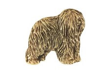 Polnischer Niederungsh&uuml;tehund, PON II - Vergoldete Brosche, eleganter Hundeschmu