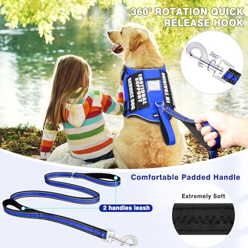 Service Dog Vest Harness and Leash Set+10 Patches,No Pull&Easy Walk Reflective - Picture 3 of 7