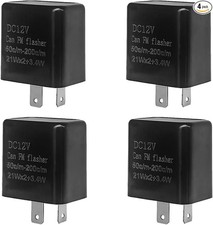 2 Pin LED Electronic Flasher Relay, 4 Pack 12V Speed Adjustable F Style: Black