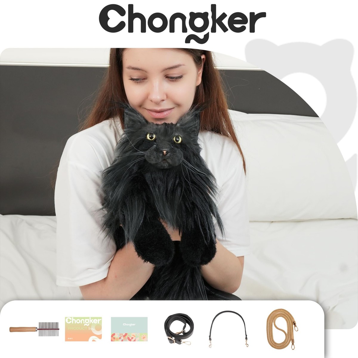 Chongker Cat Shaped Backpack - Handcrafted Large, Black, Orange