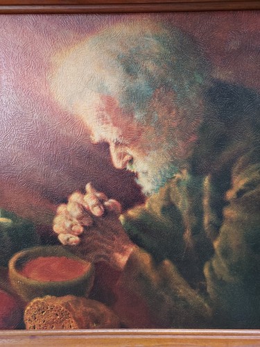 Vintage Silent Prayer Boobis gerahmter Druck signiert Spruch Gnade dankbar alter Mann - Bild 5 von 18
