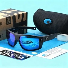 Costa Del Mar Diego Matte Black Frame wit Blue Mirror 580P Polarized Sunglasses