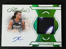 Devin Carter Kings 2024-25 Panini Flawless RC Emerald Patch Autograph 3/5