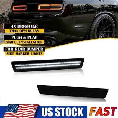 For Dodge Challenger 2015-22 Rear White LED Bumper Side Marker Light Smoked