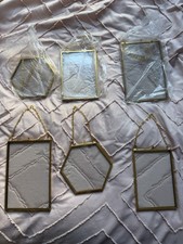 6 Pack Glass Frames-Glass Picture Frames with Chain For Dried Pr Pressed Flowers