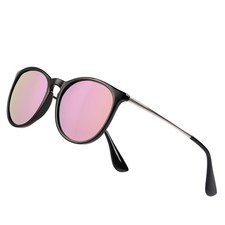 Vintage Round Polarized Sunglasses for Men Women - Retro UV400 Protection Eyew