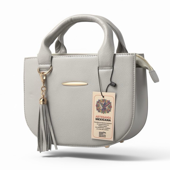 New Medium Genuine Leather Bag Gray - Made In León Guanajuato Mexico 🇲🇽 Tassel