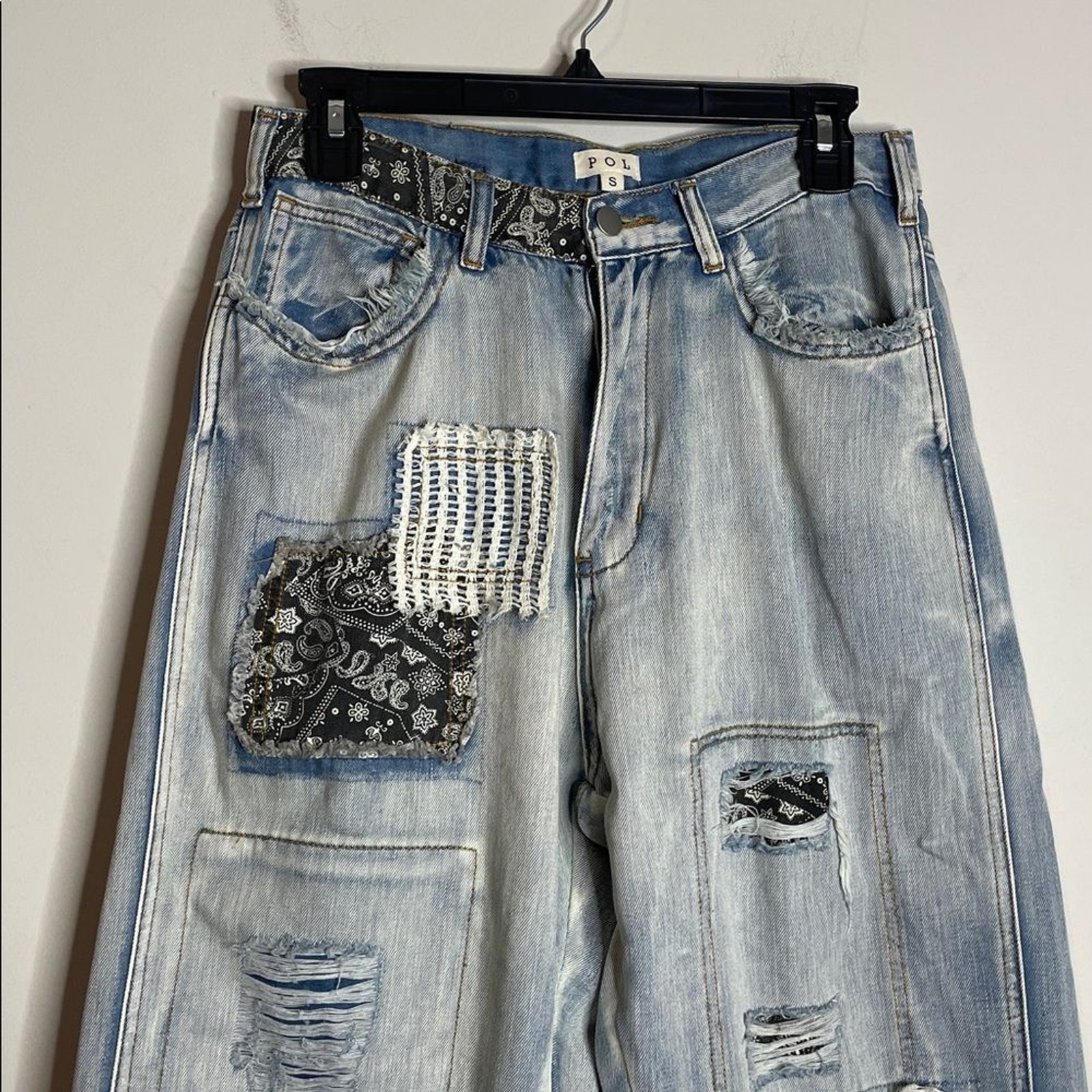 POL Women’s Patchwork Boho Ankle-Length Denim Siz… - image 2