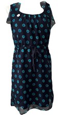 LOFT Ann Taylor Womens Dress Polka Dot Blouson Sleeveless Blue Size 6 / Small