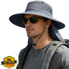 ZOORON Men Women UPF 50+ Sun Hat Neck Flap Bucket Hiking Safari