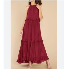 R.Vivimos Maxi dress. Tiered   Sleeveless Halter size med NWT