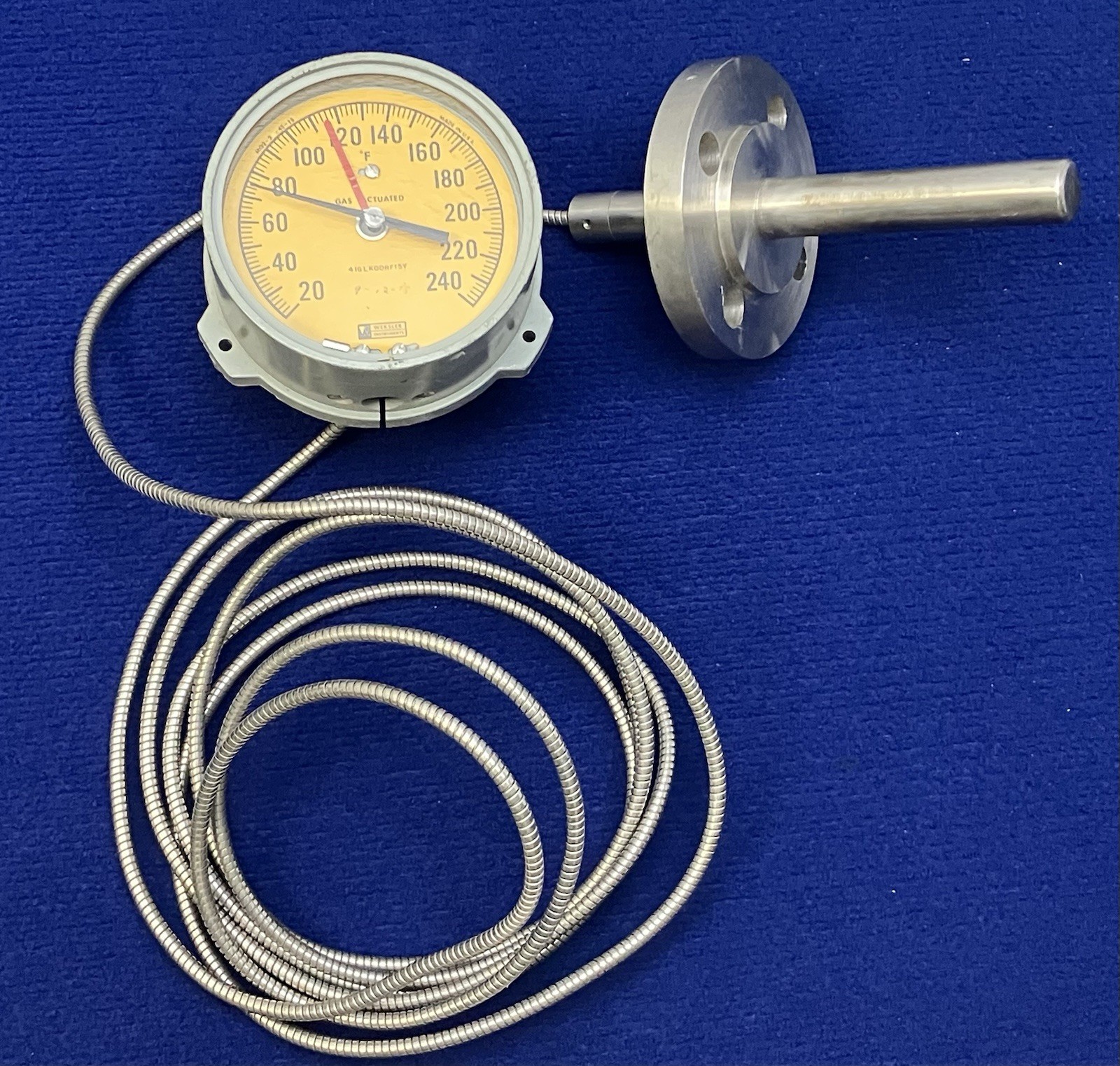 WEKSLER GAS ACTUATED THERMOMETER 20*-240*F 41GLK00RF15Y MIL SPEC T-19646 5”PROBE