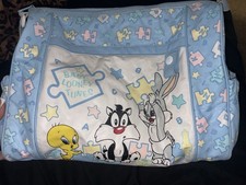 Looney Tunes Blue Baby Diaper Bag, Adjustable Strap, Zipper Pockets