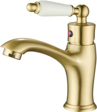 Luxury Victorian Basin Mixer, Single Lever Ceramic Handle Brass Brushed Gold