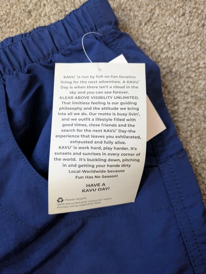 Pantalones Cortos Kavu Para Hombre Medianos Azul Cinturón Big Eddy Ink Foto 3 de 4