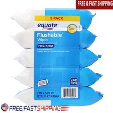 Hypoallergenic Fresh Scent Flushable Wipes 240 Count Easy Pop-Up Dispenser New