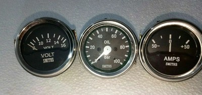 Smiths - 52 mm - Kit Öldruckanzeige Voltanzeige Ampere Ampere - schwarz
