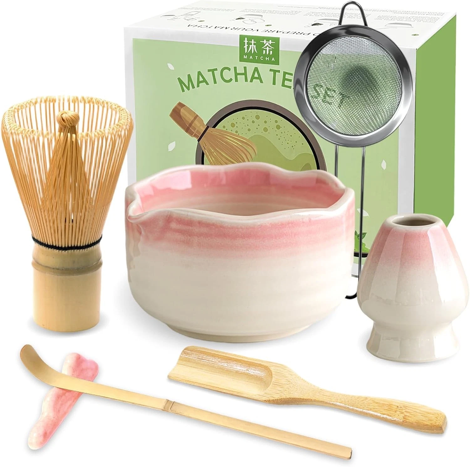 Matcha Whisk Set Ceramic Matcha Set Includes Bowl & Holder Bamboo Whisk Chasen