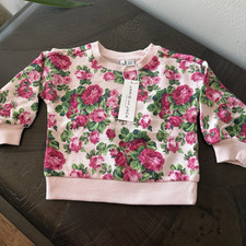 Janie and Jack Floral Pullover Sweater Pink Green 12-18M Winter Long Sleeve