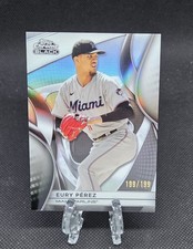 2025 Topps Chrome Black Eury Perez Refractor SP #d 199/199 - Miami Marlins 