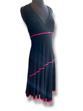 VTG 90s Y2K Taboo Black Mesh Halter Neck Dress Hot Pink Fairy Whimsigoth XL C-3