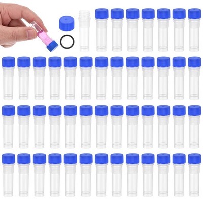 1mL Plastic Cryogenic Vial, 48Pcs Cryogenic Storage Tube Blue Clear