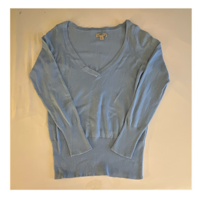 SO wear it declare it Knit Pullover Sweater Blue V-Neck Long Sleeve Size M