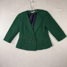 CAbi #532 Green Ivy Boucle Wool Blend Cropped Blazer Jacket Women’s Size 4
