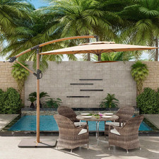 10Ft Faux Wood Cantilever Umbrella Base Not Included