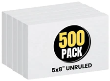 Index Cards 5x8 Blank, Unruled Index Cards 5x8 White, 500/Pack