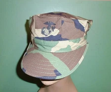 US Marine Corps USMC EGA Woodland Camo 8 Point Utility Cover Hat Cap Small