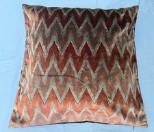 set/2 vintage? designer? retro orange velvet flame stitch chevron pillow covers