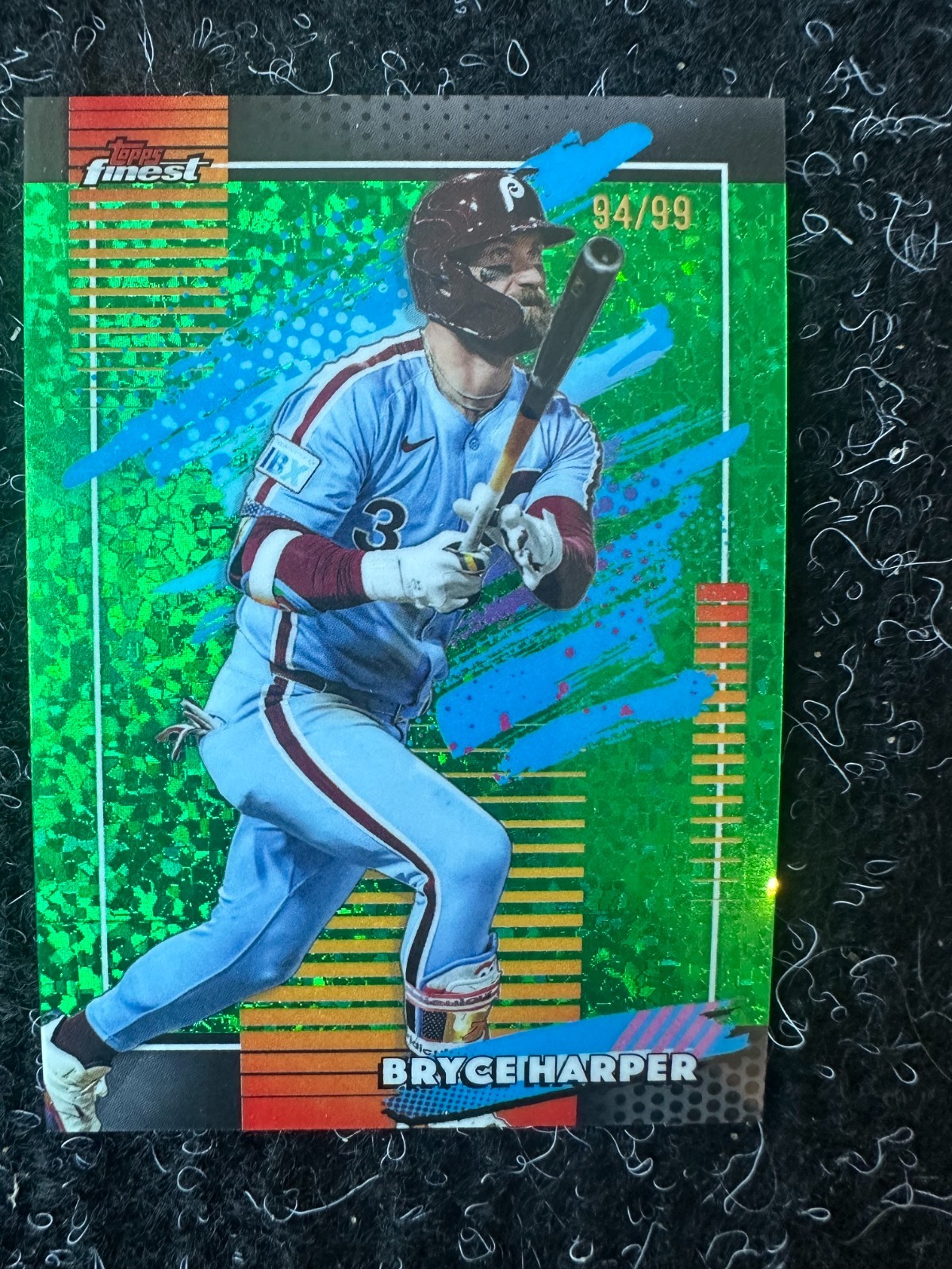 2026 Topps Finest Bryce Harper Green Mini Diamond Refractor /99 Phillies