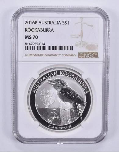 2016 P Australia 1 Dollar Silver Kookaburra MS70 NGC Brown Label *1361