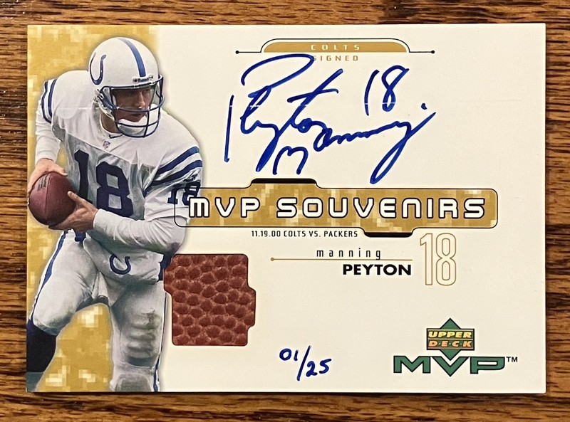 PEYTON MANNING AUTOGRAPHED 2001 Upper Deck UD MVP Souvenirs Game Ball Auto #1/25