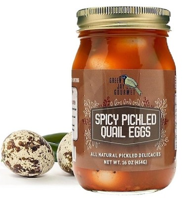 Green Jay Gourmet Spicy Pickled Quail Eggs