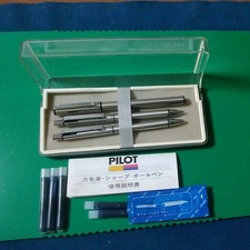 Pilot Ballpoint Pen Mechanical Pencil Fountain 3 Piece Set Japan USED K