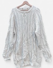 Damen Zopfmuster lang beige Aran Fischer Pull...