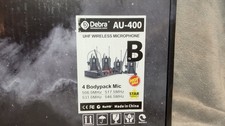 Debra AU-400 UHF Wireless Microphone System 4 Bodypack Headset Mics w/ Receiver