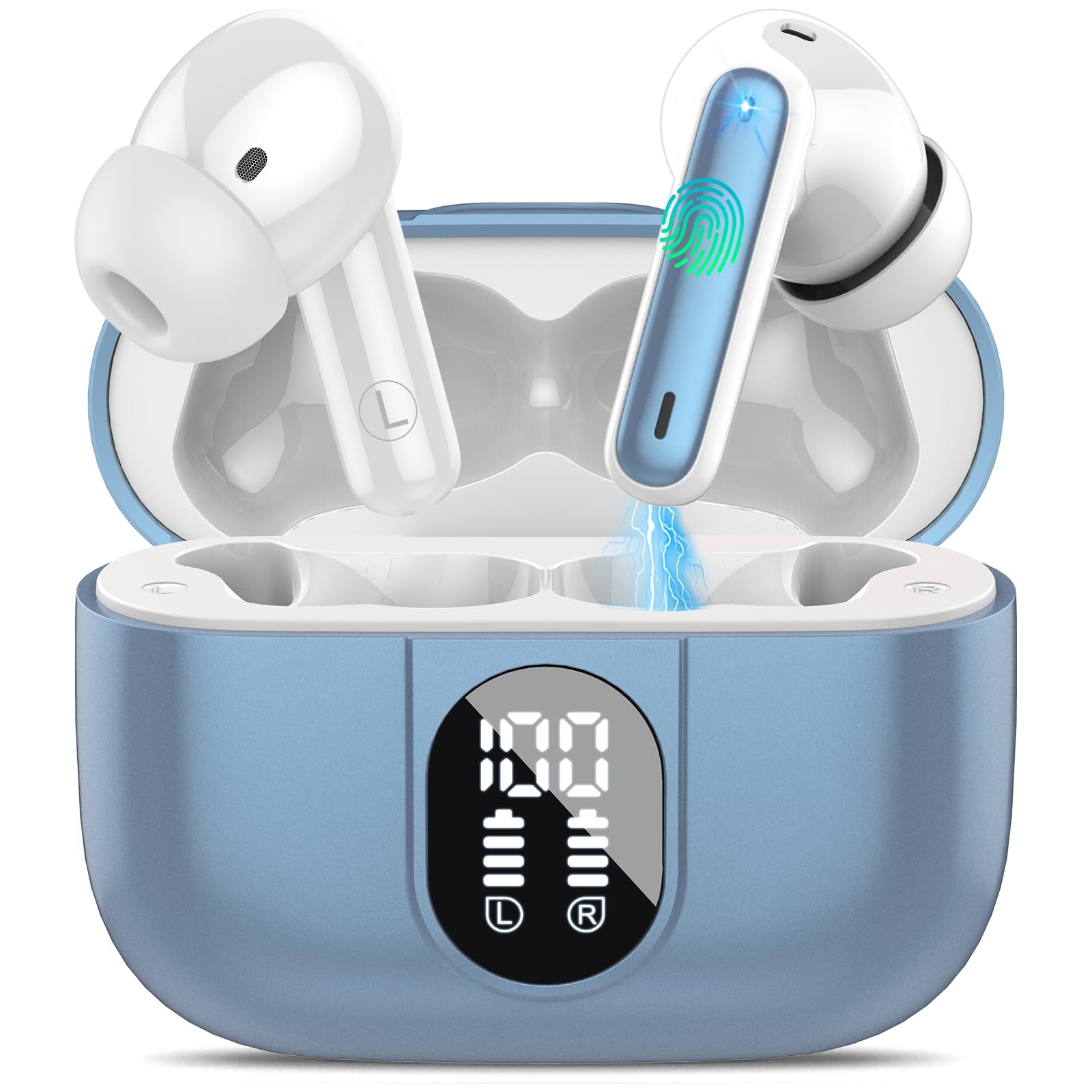 Wireless Earbuds 2024 Bluetooth 5.3 Headphones HiFi Stereo, 40H Playtime in-E...