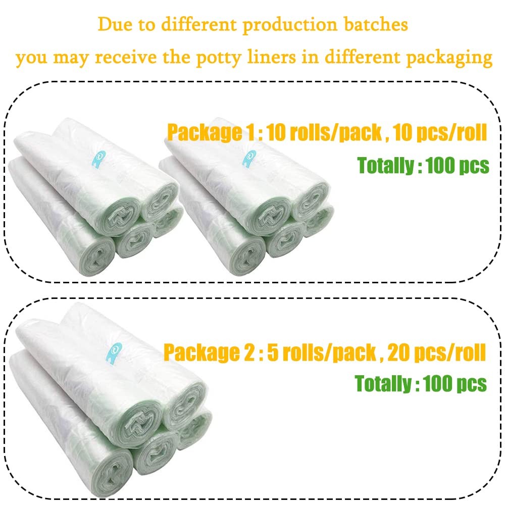 100Pack Potty Chair Liners with Drawstring,Toilet Seat Potty Bags Cleaning Ba...